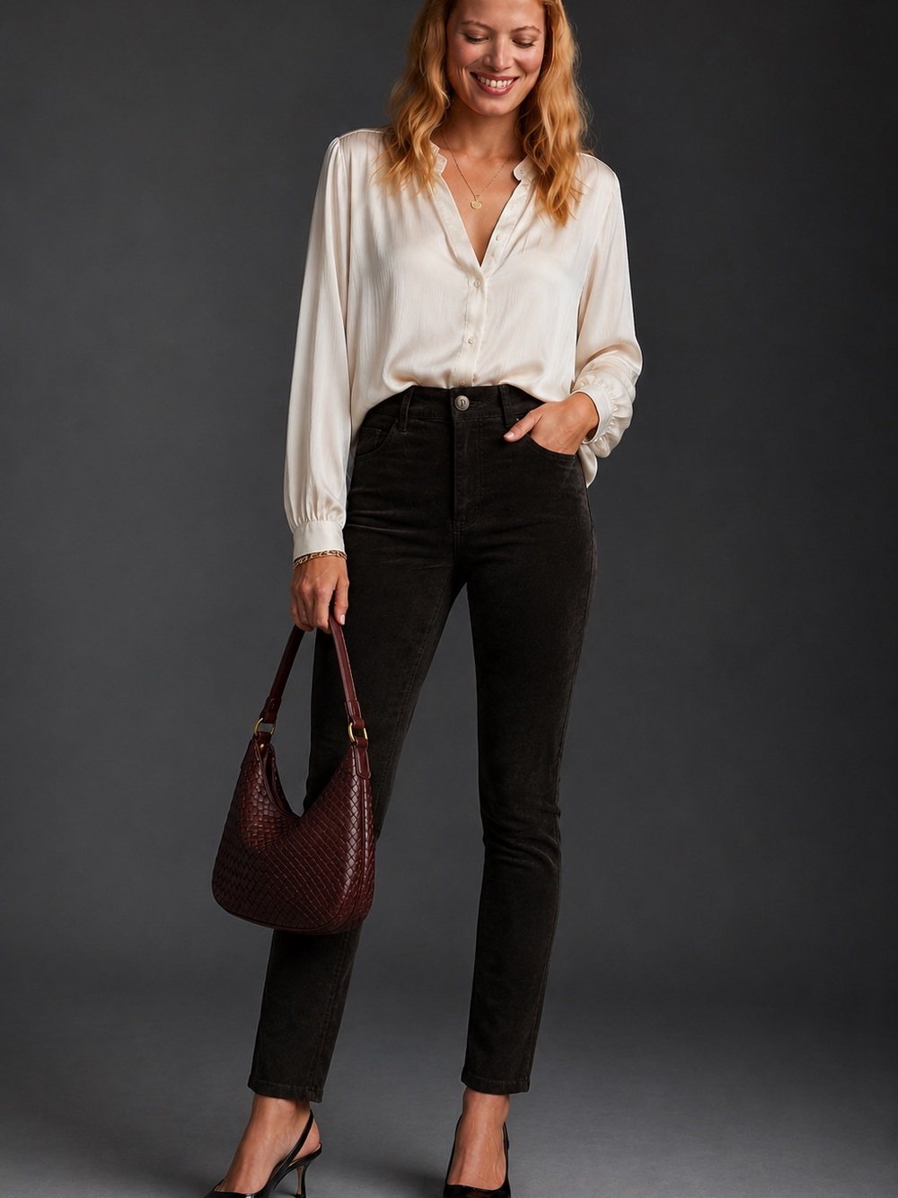Anthropologie Pilcro Black Velvet Skinny Fit/Serif